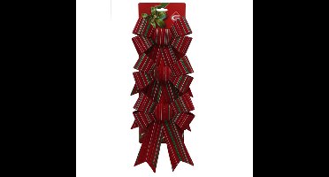 Kerst ornamenten strikken - 3x st - donkerrood - 15 x 24 cm - strikjes/kerststrikjes