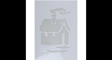 Kerst raamsjabloon kerst huis - wit - 35 cm - raamdecoratie - kerstversiering