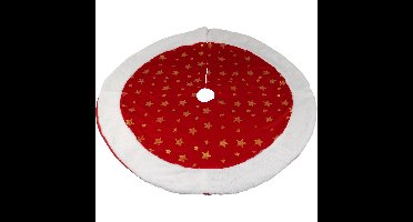 Kerstboomrok - velvet -rood met sterren - D90 cm - polyester