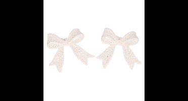 Kersthangers - 2x?- strikjes - wit - 11 cm - met glitters