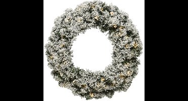 Kerstkrans Imperial - groen met nepsneeuw - LED - 50 cm