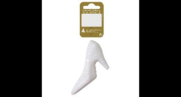 Kerstornament - pump - wit - glitter - 10 cm - kunststof - schoen - hakken - kerstversiering