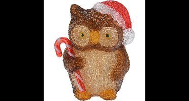 Kerstverlichting figuur - uil - 19,5 x 16 x 24 cm - LED decoratie kerstfiguren