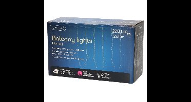 Kerstverlichting lichtgordijn - gekleurd - led 220 lampjes - 200 x 100 cm