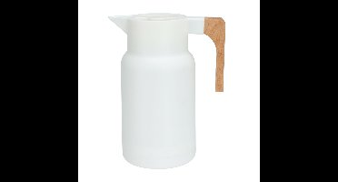 Koffiekan thermoskan - 1L - dubbelwandig - kunststof - mat wit - D12,5 x H25 cm