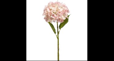 Kunstbloem Hortensia tak - 52 cm - licht roze - Real Touch - hydrangea - kunst zijdebloemen