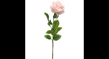 Kunstbloem roos Marleen - licht roze - 63 cm - decoratie bloemen