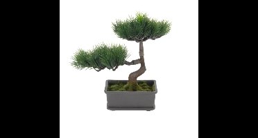 Kunstplant bonsai boompje in pot - Japans decoratie - 27 cm - dennen naalden