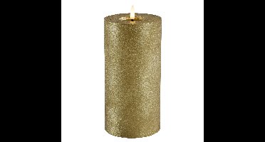 LED kaars/stompkaars - goud - D10 x H20 cm - timer - warm wit