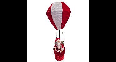 Luchtballon met kerstman decoratie figuur - 97 cm - rood/wit - kerstdecoratie figuren