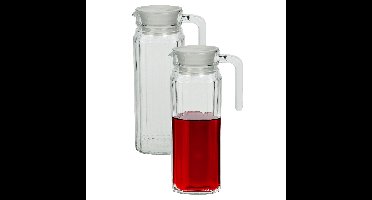 Luminarc Waterkan met deksel - 2x - 1,1 Liter - glas - schenkkan - waterkaraf - Limonadekan