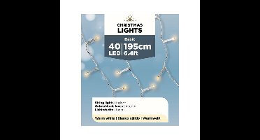 Lumineo Kerstverlichting - 40 LED lampjes - warm wit - 195 cm - batterij - lichtsnoer