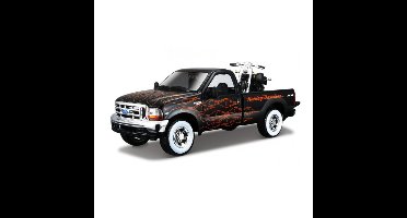 Maisto Modelauto - Ford F-350 pickup - met Harley Davidson motor - zwart - 20 cm