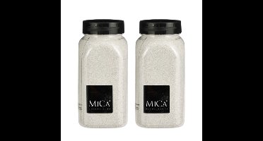 Mica Decorations decoratie zand - 2x - 650ml - wit - hobby zandkorrels - sierzand