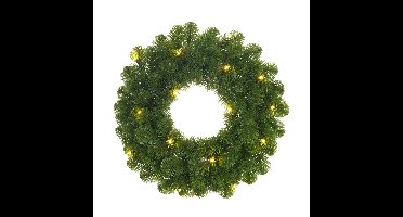 Mica Decorations Kerstkrans - kunst - groen - LED verlichting - 60 cm