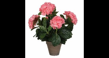 Mica Decorations Kunstplant Hortensia - roze - 45 cm - in pot