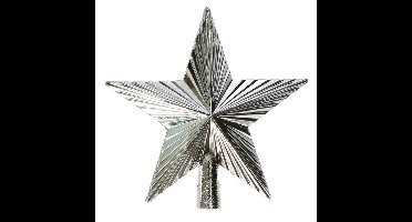 Mini kerstboom piek - ster - zilver - kunststof - 14,5 cm - kerstboompiek