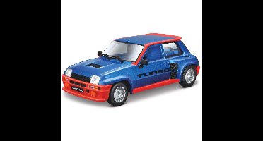 Modelauto Renault 5 Turbo - blauw/rood - schaal 1:24 - schaalmodel - speelgoedauto