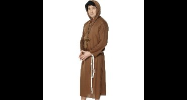 Monnik kostuum - bruin - heren - priester gewaad - polyester - verkleedkleding