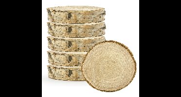 Naamkaartjes hout - Bruiloft - 6 stuks - 5-7 cm - berkenhout