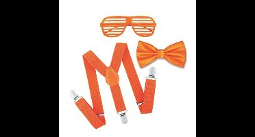 Oranje/Koningsdag supporters verkleed set - heren/dames - bril-bretels-vlinderdas