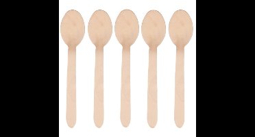 Papstar Houten bestek - wegwerp lepels - 50x stuks - 16 cm - bbq - verjaardag