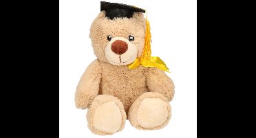 Pia Soft Toys Geslaagd thema cadeau beer - beige - 20 cm - Pluche - afstudeer cadeau