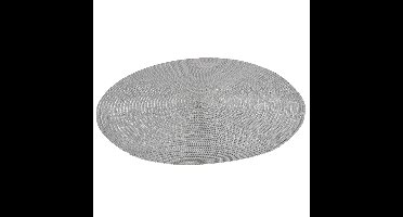 Placemat - metallic zilver - 38 cm - rond - geverfd jute - onderlegger