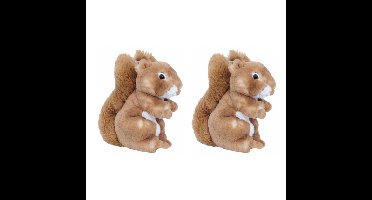 Pluche eekhoorn knuffel - Set van 3x stuks - bruin - 20 cm