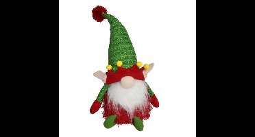 Pluche kerst gnome - kerstelf - H36 cm - decoratie pop - rood/groen