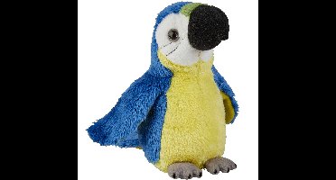 Pluche knuffel papegaai - blauw - macaw - vogel - 15 cm