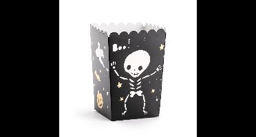 Popcorn/snoep bakjes - 6x - Halloween thema - karton - 7 x 7 x 12 cm - feest uitdeel bakjes