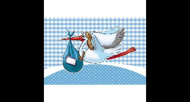 Raamvlag geboorte jongen - blauw - 60 x 90 cm - polyester - kraamversiering - feestartikelen