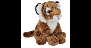Ravensden Pluche tijger - knuffel tijger - bruin - 13 cm - wilde dieren knuffels