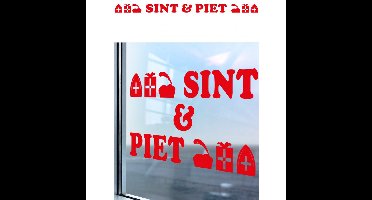Sint en Piet zelfklevende raamsticker groot rood 180 x 28 cm