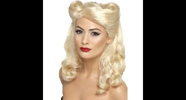 Smiffys Carnaval verkleed pruik Jaren 40/50 - Forties/Fifties - blond - dames - Pin up