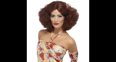 Smiffys Jaren 60/70 Afro Pruik - roodbruin - met middenscheiding