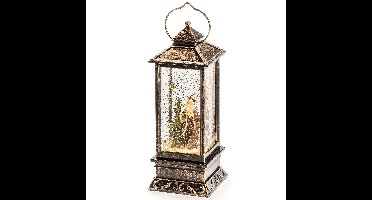 Snowglobe lantaarn - kerstman - 27 cm - met verlichting - sneeuwlantaarn - kerstversiering