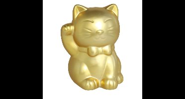 Spaarpot kat/poes in het mat goud 17 cm