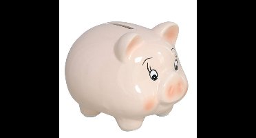 Spaarpot Varken - dieren thema - 8 x 10 x 9 cm - roze - keramiek - kinderen