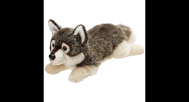 Suki Gifts Pluche knuffel dier Grijze Wolf - 33 cm - Wolven knuffels