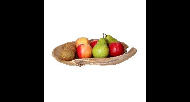 Tafel decoratie schaal teak hout rond 37 cm