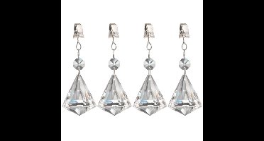 Tafelkleedgewichtjes kristallen - 4x - diamant vorm - glas - tafelkleed hangers