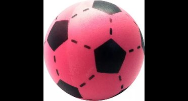 T&F Creations Softbal foam - voetbal print - roze - zacht - 20 cm - speelgoed ballen