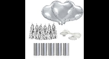 Trouwauto decoratie pakket - Bruiloft - zilver - just married