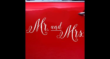 Trouwauto decoratie sticker/autosticker Bruidspaar - Bruiloft - wit - 33 x 45 cm - just married