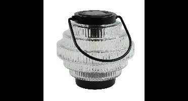 Tuin lantaarn Jardin - solar - transparant/zwart - D16 x H16 cm - metaal/glas - buitenverlichting