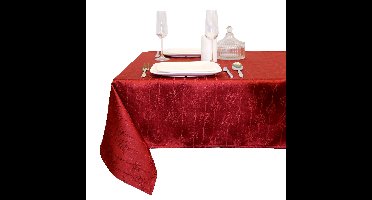 Unique Living Kerst tafellaken/tafelkleed - rood - 145 x 200 cm - polyester - rechthoekig