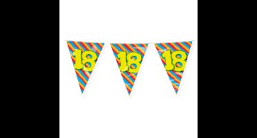 Verjaardag 18 jaar thema Vlaggetjes - Feestversiering - 10m - Folie - Dubbelzijdig