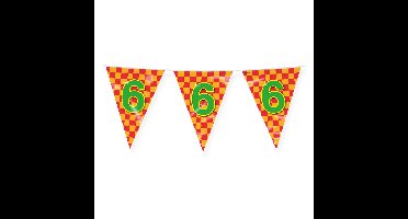 Verjaardag 6 jaar thema Vlaggetjes - Feestversiering - 10m - Folie - Dubbelzijdig